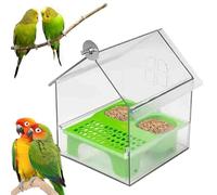 Pull Out External Parrot Feeder,Bird Feeder House,No-Spill Transparent Parakeet Seed and Water Dispenser,No-Mess Parakeet Feeders for Indoor Outdoor Use (green)