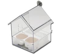Pull-Out External Parrot Feeder,No Mess Bird Feeder for Cage,18 x 14 x 14cm Parrot Feeder,Easy to Fill or Clean,for Finch and Hummingbird to Patio (White)