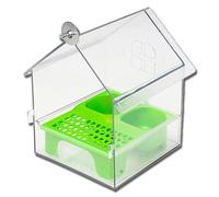 Pull-Out External Parrot Feeder,No Mess Bird Feeder for Cage,18 x 14 x 14cm Parrot Feeder,Easy to Fill or Clean,for Finch and Hummingbird to Patio (Green)