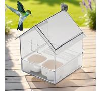 Pull-Out External Parrot Feeder, No Mess Bird Feeder for Cage, Acrylic Parakeet No Spill Bird Seed Food Dispenser, Comederos Para Pajaritos De Jaula, Accessories Large Storage Container Dish(bianca)