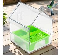 Pull-Out External Parrot Feeder, No Mess Bird Feeder for Cage, Acrylic Parakeet No Spill Bird Seed Food Dispenser, Comederos Para Pajaritos De Jaula, Accessories Large Storage Container Dish(verde)