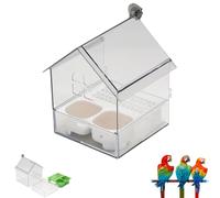 Pull-Out External Parrot Feeder, Pull-Out External Parrot Feeder - Transparent Bird Bath Tub, for Finch Hummingbird Garden Backyard Patio Fence (White)