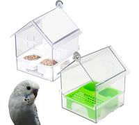 Pull Out External Parrot Food, Pull-out External Parrot Feede, with Two Food Troughs, Water Dispenser Bathing Tub for Finch Hummingbird Garden Backyard Patio Fence (Mix)