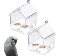 Pull Out External Parrot Food, Pull-out External Parrot Feede, with Two Food Troughs, Water Dispenser Bathing Tub for Finch Hummingbird Garden Backyard Patio Fence (White*2)