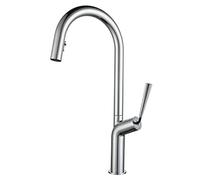 Pull-Out Kitchen Faucet 360 ° Swivel Sink with Double Function Concealed Pull Down Spray Head Brass Single Handle Hot and Cold Mixer Tap,Gun Grey (Black)