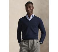 Pull scollo a V in cotone Pima Blu XXL Tinta unita
