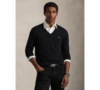 Pull scollo a V in cotone Pima Nero S Tinta unita