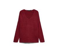Pull scollo a V in morbida maglia Rosso M Tinta unita