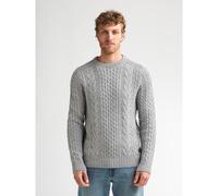 Pull scollo rotondo a trecce Grigio XXL Tinta unita