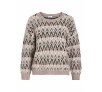 Pull scollo rotondo jacquard Beige S Tinta unita