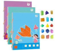 Pull String 3D Geometry Learning Book - Interactive Educational Toy with 9/12/15 Solids, Braided Rope Design for Kids 5-12, Teaches Volume & Surface Area Formulas (#1#2#3)