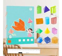 Pull String 3D Geometry Learning Book, Interactive Geometry Learning Kit, Includes 9/12/15 Geometric Models, Enhance Geometric Understanding, with Braided Rope Design (12 Models)