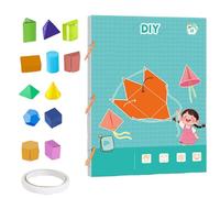 Pull String 3D Geometry Learning Book, Interactive Pull-String Geometry Learning Kit, Toy Geometrys Workbook with 9/12/15 Solids, Teach Volume & Surface Area Formulas (12 Models)