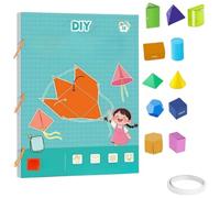 Pull String 3D Geometry Learning Book, Pull-String Geometry Model Learning Kit with 9/12/15 Solids for Families and Students (12 -Model)