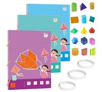 Pull String 3D Geometry Learning Book, Toy Geometry Workbook with 9/12/15 Solid Models, Safe Braided Rope Design, Teach Volume & Surface Area Formulas for Kids (Set of 3)