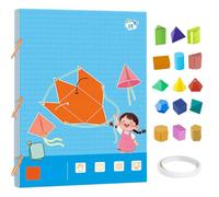Pull String 3D Geometry Learning Book, Toy Geometry Workbook with 9/12/15 Solid Models, Safe Braided Rope Design, Teach Volume & Surface Area Formulas for Kids (15-Model)