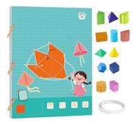 Pull String 3D Geometry Learning Book, Toy Geometry Workbook with 9/12/15 Solid Models, Safe Braided Rope Design, Teach Volume & Surface Area Formulas for Kids (12-Model)