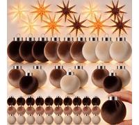 PullCrease 40 lanterne di carta a forma di stella, decorazioni natalizie in | Striscia di luci incluse, per appendere la finestra dell'albero, il caminetto e le feste, per interni ed esterni