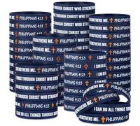 PullCrease 50 braccialetti in gomma con scritta "I Can Do All Things Through Christ", filippesi 4:13, 10 stili con croce religiosa cristiana, regali per motivazione, supporto per forniture per chiesa