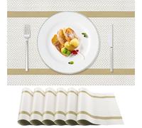 PullinTimes Set di 6 Tovaglietta, Tovaglietta in PVC,45x30cm,Plastica Tovagliette Lavabili,Tovagliette Cucina, Antiscivolo Resistente al Calore Tovagliette per Tavola (Beige)