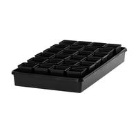 Pullmer 24 vasetti quadrati con sottovaso, per talea e semi, con vassoio, vassoi per supporto navetta (vasi da coltivazione 7 x 7 + sottobicchieri, 1 confezione)
