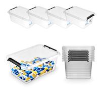 Pullmer Scatola portaoggetti con coperchio, contenitore impilabile, cassette in plastica, 4,5 l, 29 x 20 x 12 cm