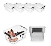 Pullmer Scatola portaoggetti con coperchio, contenitore impilabile, cassette in plastica, set da 4, scatole da 12,5 l, 39 x 29 x 16,5 cm