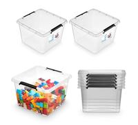 Pullmer Scatola portaoggetti con coperchio, contenitori impilabili, scatole in plastica, set da 2 pezzi, 32 l, 39 x 39 x 26 cm
