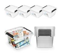 Pullmer Scatola portaoggetti con coperchio, contenitori impilabili, scatole in plastica, set da 4 pezzi, 3 l, 20 x 20 x 12 cm