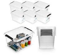 Pullmer Scatola portaoggetti con coperchio, contenitori impilabili, scatole in plastica, set da 6 pezzi, 2 l, 19,5 x 15 x 11 cm