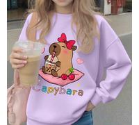 Pullover a maniche lunghe con scollo tondo per ragazze pre-adolescenti con stampa a "capibara", che offre un look comodo, alla moda e casual per la nuova stagione autunno/inverno 6Y,7Y,8Y,9Y,10Y,4Y,5Y