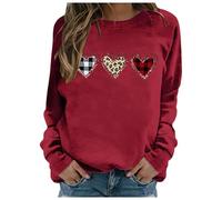 Pullover a maniche lunghe da donna con scollo rotondo stampato lettera di San Valentino 2026 (2), Rosso, XXL