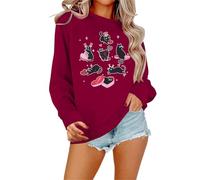 Pullover a maniche lunghe da donna con scollo rotondo stampato lettera di San Valentino 2026, Rosso, L