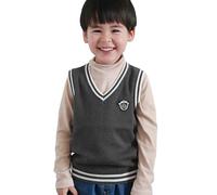 Pullover Bambina, Maglioni per Bambini Gilet in Maglia con Scollo a V e Blocchi di Colore Caldi Maglioni Invernali Capi Casual da Indossare per Bambini e Bambine età 3-16 Anni (Dark Gray 3-4 Years)