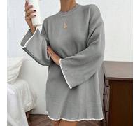 Pullover beige lungo con dettagli sull'orlo e sulle maniche+320, per donne alte Tall S,Tall M,Tall LColore unicoMaglieria