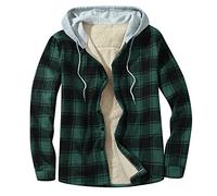 Pullover Cappotto da Giacca da Uomo con Fibbia composita e Fibbia con Cappuccio in Velluto a Quadri su Un Lato per Uomo Autunno e Inverno Giubbotto Aviatore Invernale Capotto Giaccone (Green, L)