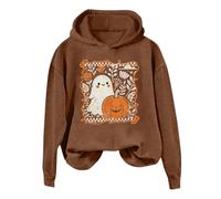 Pullover casual da donna con cappuccio a maniche lunghe con stampa zucca | Morbido tessuto traspirante, classico cappuccio regolabile e vestibilità rilassata per uno stratificazione autunnale