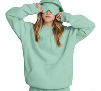 Pullover con cappuccio a maniche lunghe da donna con maschera per gli occhi integrata, vestibilità casual ampia per varie stagioni e occasioni, tra cui vacanze e attività quotidiane (L verde chiaro)