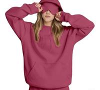 Pullover con cappuccio da donna a maniche lunghe con maschera per gli occhi integrata, vestibilità casual ampia per varie stagioni e occasioni, tra cui vacanze e attività quotidiane (XXL rosso)