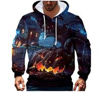 Pullover con cappuccio da uomo, Europa e Stati Uniti Nuovo Halloween Intorno all'adulto Quotidiano Casual 3D Felpa con cappuccio a maniche lunghe Tuta Top Slim Coulisse Abbigliamento Top Tempo Libero