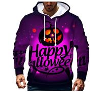 Pullover con cappuccio da uomo, Europa e Stati Uniti Nuovo Halloween Intorno all'adulto Quotidiano Casual 3D Felpa con cappuccio a maniche lunghe Tuta Top Slim Coulisse Abbigliamento Top Tempo Libero