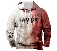 Pullover con Cappuccio da Uomo Stampata Insanguinata di Halloween Felpa Manica Lunga Oversize Punk Y2k Costumi Gotico retrò di Sangue Maglione Horror Vintage Slim Fit Sportivo Sweater Sweatshirt