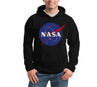 Pullover con Cappuccio Uomo NASA Logo Galaxy Streetwear Outfit Felpa Uomo XXXXX-Large Nero