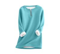 Pullover con zip a quarto Camicie termiche per le donne Felpe foderate invernali Casual Girocollo Pullover in pile Manica Lunga Loungewear Natale Scrub Troppo, blu cielo, 3XL