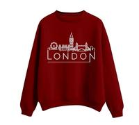 Pullover da donna a maniche lunghe, girocollo, inverno, autunno, basic, vestibilità larga, casual, alla moda, con grafica, maglioni per donne, atletica, sport, tattica, Rosso anguria, L
