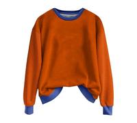 Pullover da donna alla moda a pannelli, design asimmetrico, comodo maglione a maniche lunghe da donna abbigliamento sportivo, Blu, XL