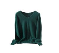 Pullover da donna con scollo a V Slim Fit caldo morbido maglione lavorato a maglia Slim Fit allentato a maniche lunghe pullover, Scuro En8, L