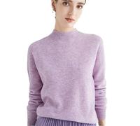 Pullover da Donna Maglione in Lana 100% Maglione Corto in Maglia di Cashmere A Maniche Lunghe Allentato Clip Flower Purple M
