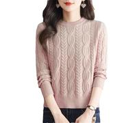 Pullover da donna O-Collo in pizzo Hollow Out Design Casual lavorato a maglia a maniche lunghe maglione invernale, Colore Pnnrk, M