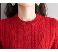 Pullover da donna O-Collo in pizzo Hollow Out Design Casual lavorato a maglia a maniche lunghe maglione invernale, Rosa-carminio, M